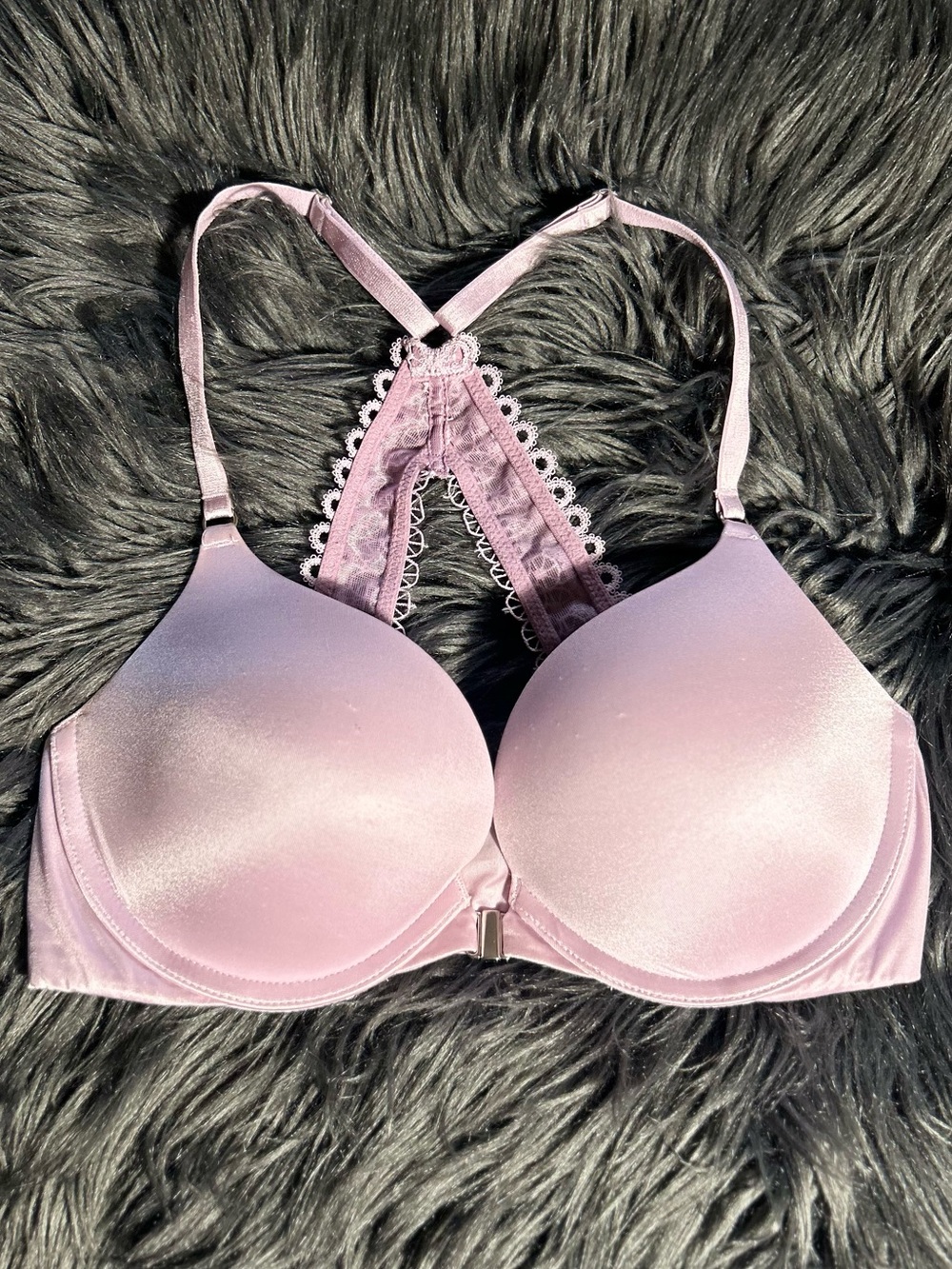 Victoria's Secret Very Sexy Push Up Lilac Lace Racerback Padded Bra Size 32C